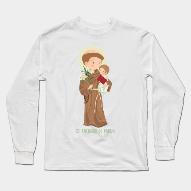 Saint Anthony of Padua Long Sleeve T-Shirt by AlMAO2O